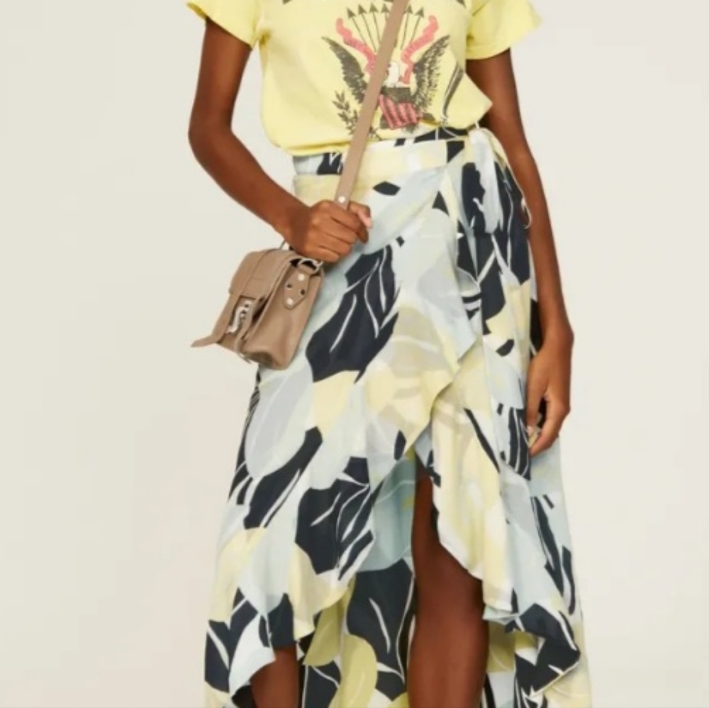 The Kooples - floral printed wrap high/low skirt